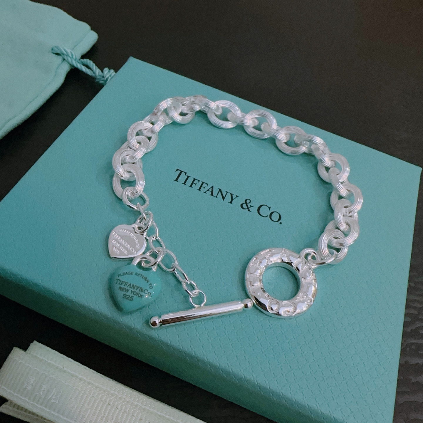   正品新款蒂芙尼手链🩵 TIFFNY&CO. 专柜精工银版本   明星同款 复古做旧风 原版复刻 纯手