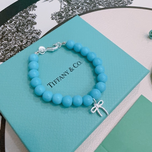 Tiffany & Co. Agate Bead Bracelet with Ribbon Charm in Sterling Silver
