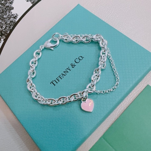 Tiffany & Co. Silver Chain Bracelet with Pink Heart Charm - Unisex 1 Tiffany & Co. Silver Chain Bracelet with Pink Heart Charm - Unisex