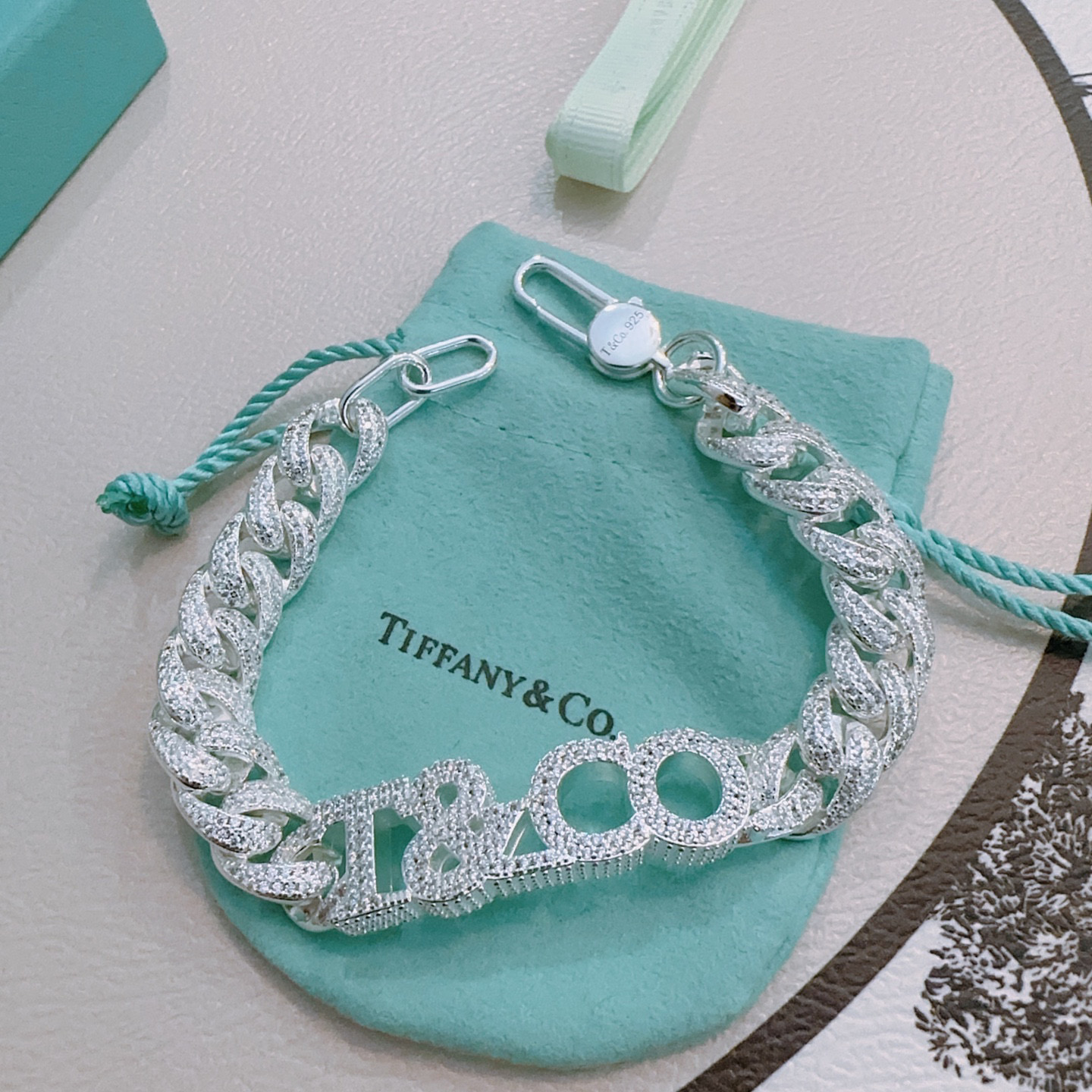   蒂芙尼满钻手链🩵 TIFFNY&CO. 专柜精工银版本手链   明星同款 复古做旧风 原版复刻 纯手