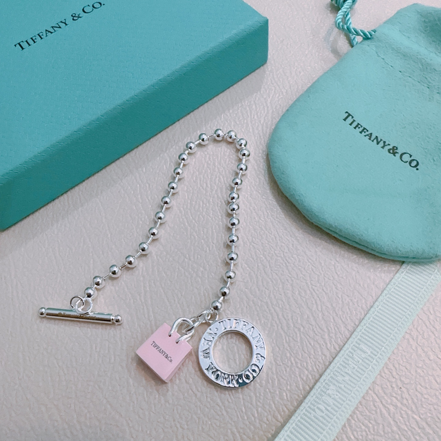   蒂芙尼手链🩵 TIFFNY&CO. 专柜精工银版本手链   明星同款 复古做旧风 原版复刻 纯手工打