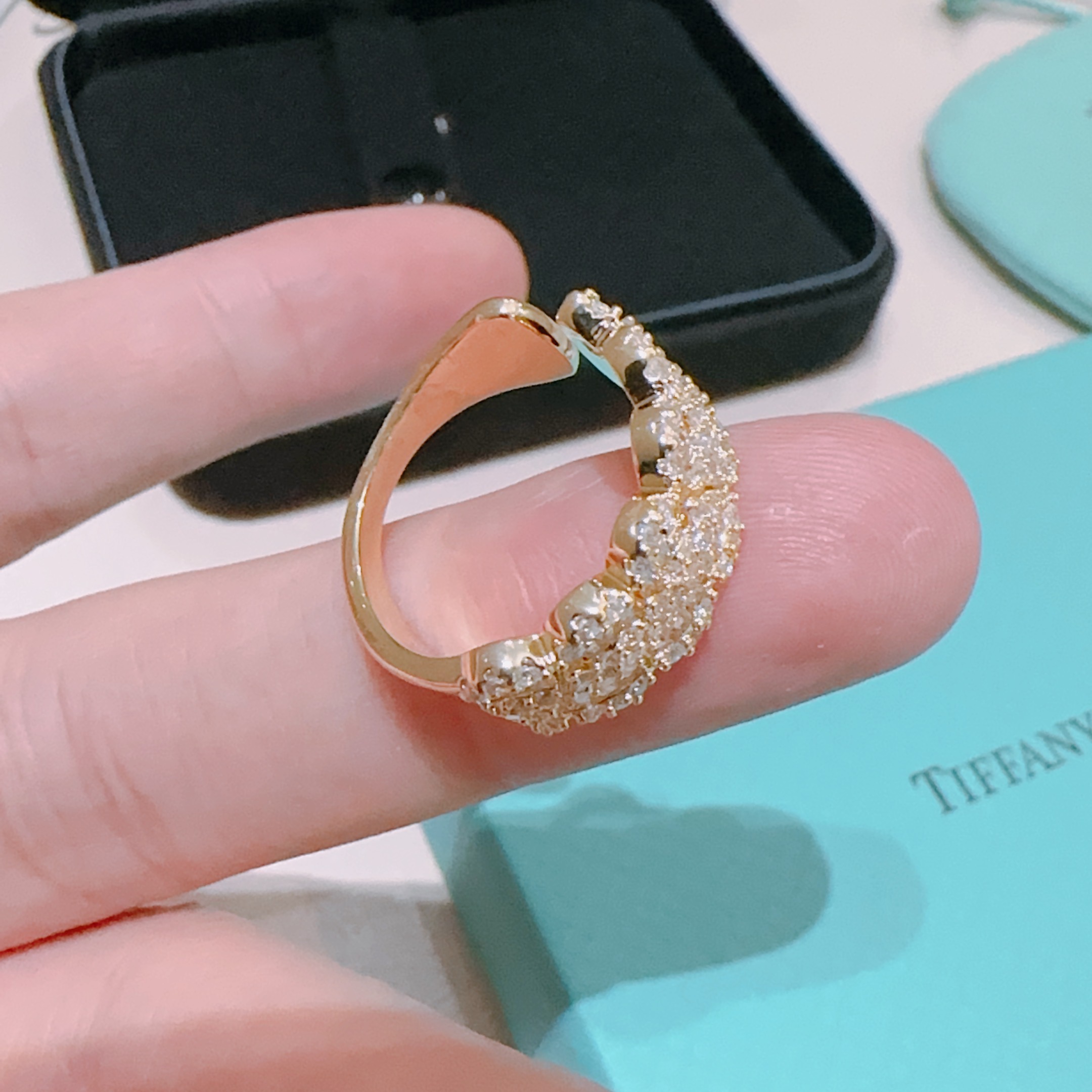  💘Tiffany 蒂芙尼戒指 ✨简约大气百搭 潮流单品 全新升级版 开口戒指（可调节）💓V金镀铂金层 