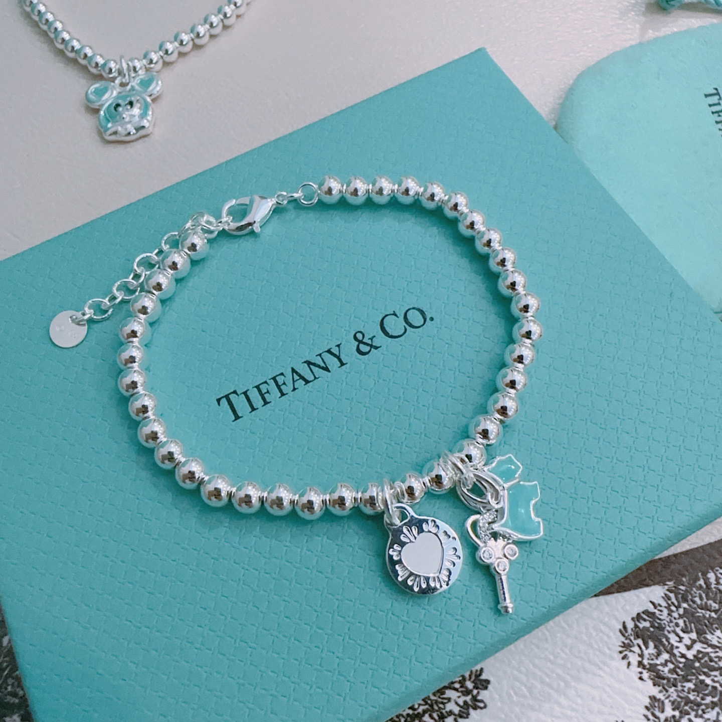   蒂芙尼🩵 TIFFNY&CO. 专柜精工银版本手链   明星同款 复古做旧风 原版复刻 纯手工打造 