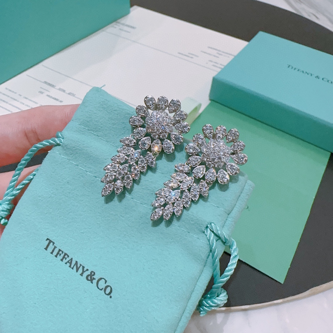  独家订制 ✨Tiff 蒂芙尼耳环纪念款  花絮 马眼 耳钉💘采用高碳钻 💎 顶级亚金材质镶嵌 铂金镶钻