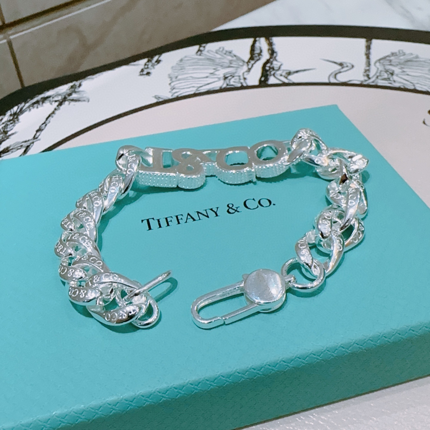   蒂芙尼带钻手链🩵 TIFFNY&CO. 专柜精工银版本手链   明星同款 复古做旧风 原版复刻 纯手