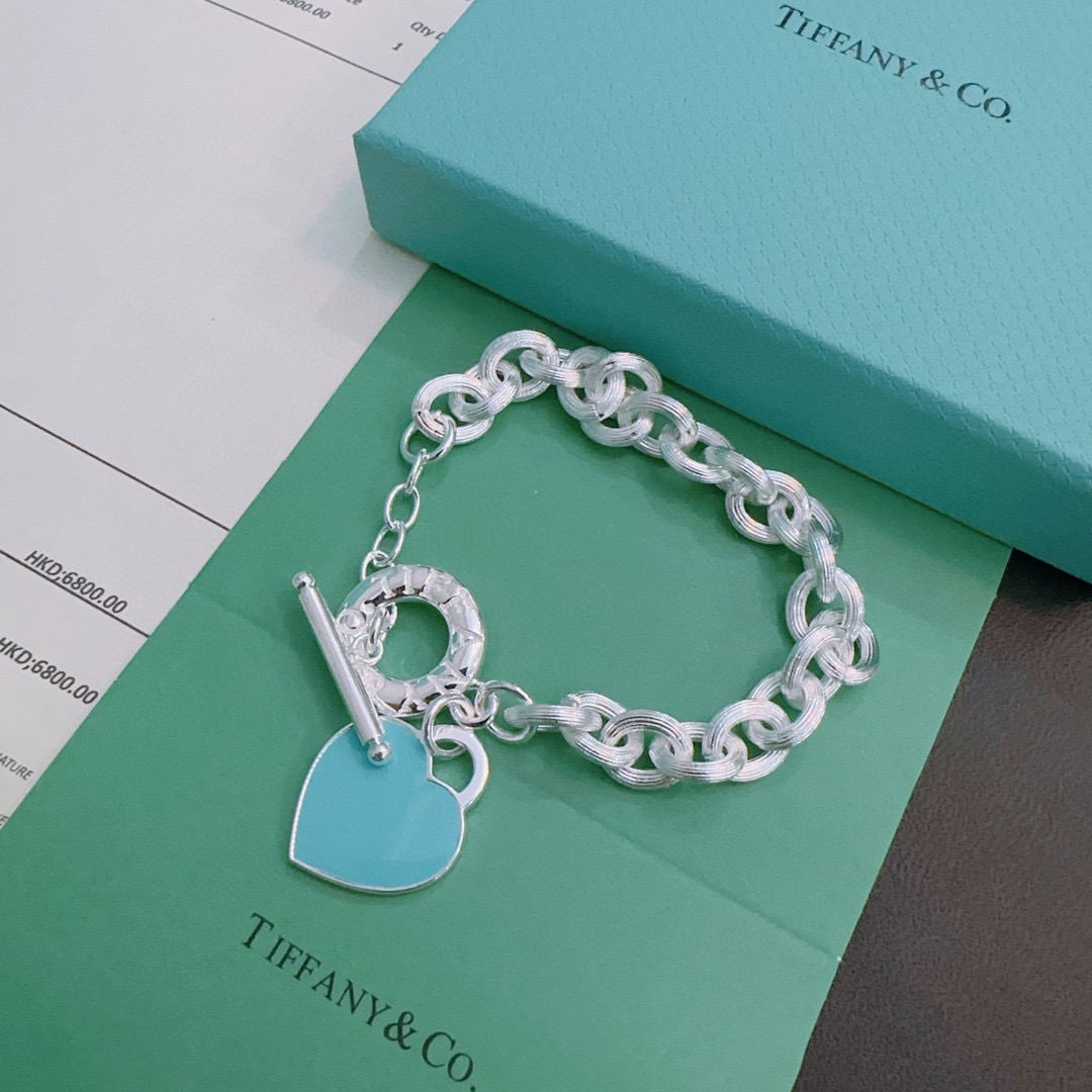   蒂芙尼🩵 TIFFNY&CO. 专柜精工银版本手链   明星同款 复古做旧风 原版复刻 纯手工打造 