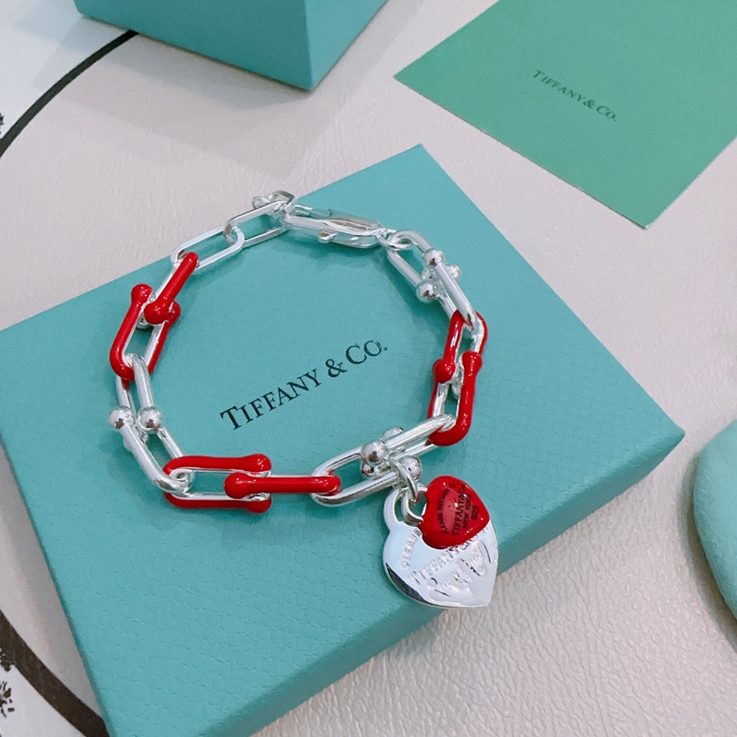   蒂芙尼🩵 TIFFNY&CO. 专柜精工银版本手链   明星同款 复古做旧风 原版复刻 纯手工打造 