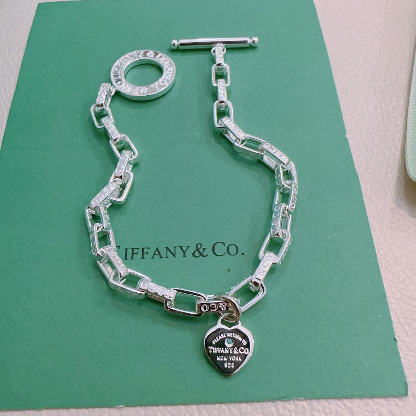   蒂芙尼手链🩵 TIFFNY&CO. 专柜精工银版本手链   明星同款 复古做旧风 原版复刻 纯手工打