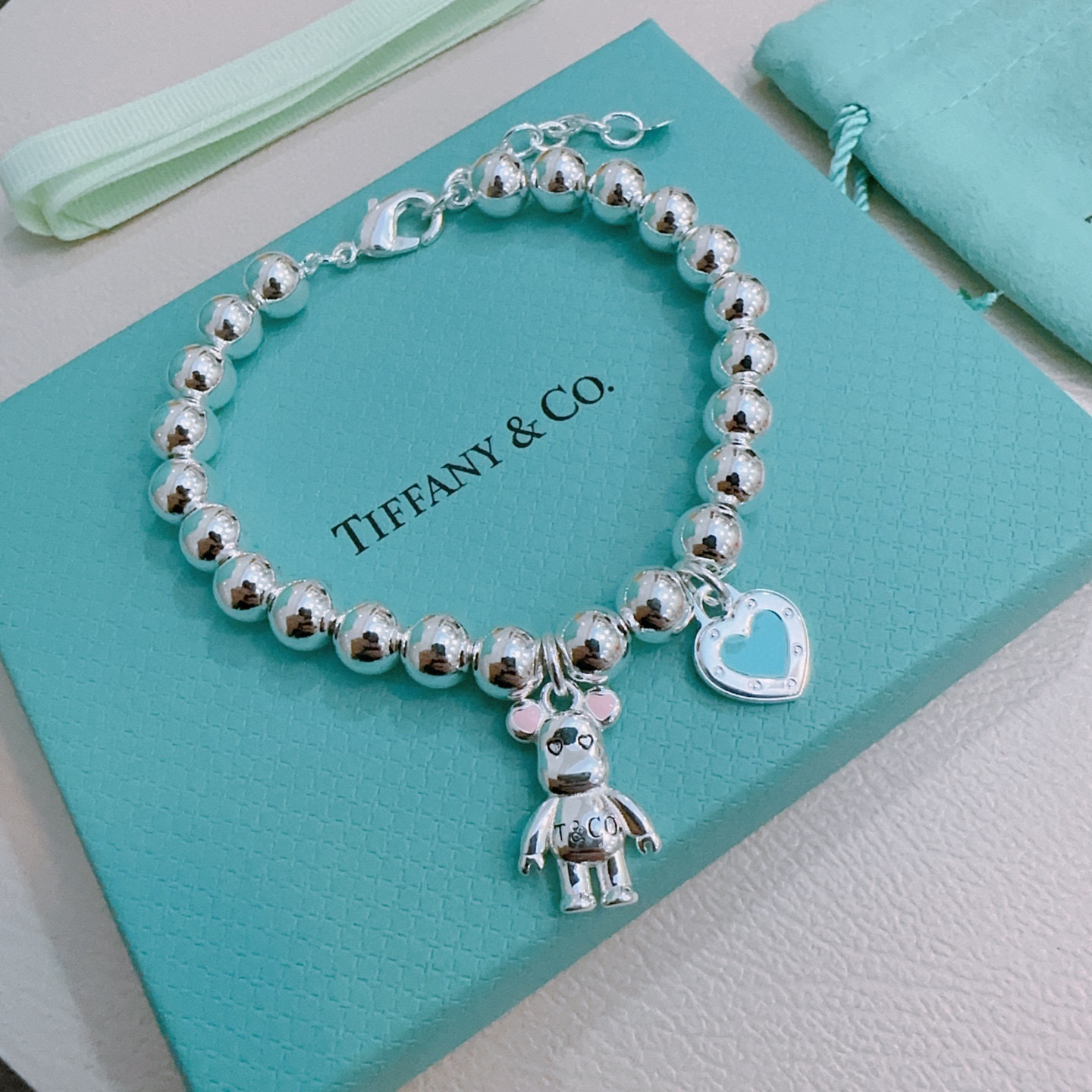 蒂芙尼🩵 TIFFNY&CO. 专柜精工银版本手链 明星同款 复古做旧风 原版复刻 纯手工打造 ～正品开