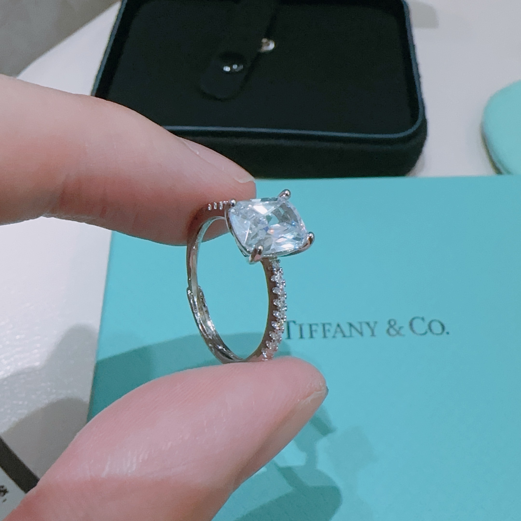 💘Tiffany 蒂芙尼戒指 ✨简约大气百搭 潮流单品 全新升级版 开口戒指（可调节）💓V金镀铂金层 非