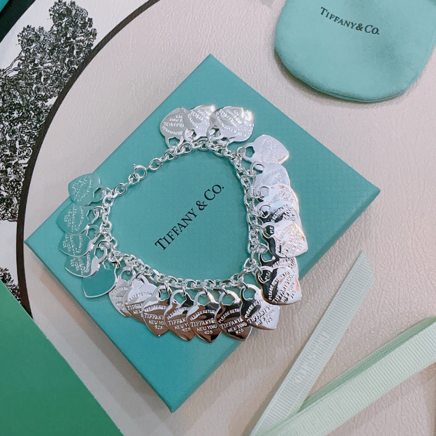 蒂芙尼🩵 TIFFNY&CO. 专柜精工银版本手链 明星同款 复古做旧风 原版复刻 纯手工打造 ～正品开
