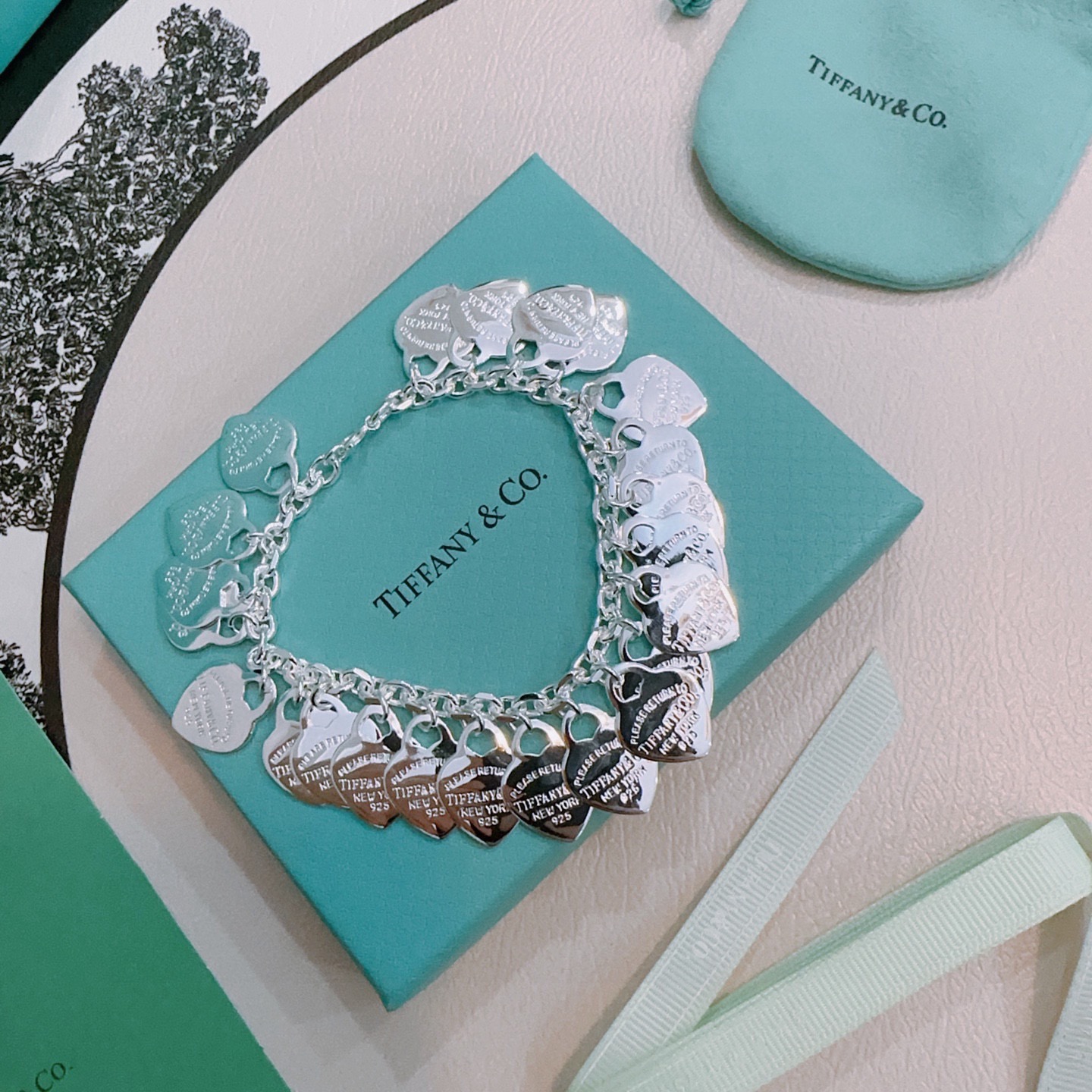 蒂芙尼🩵 TIFFNY&CO. 专柜精工银版本手链 明星同款 复古做旧风 原版复刻 纯手工打造 ～正品开
