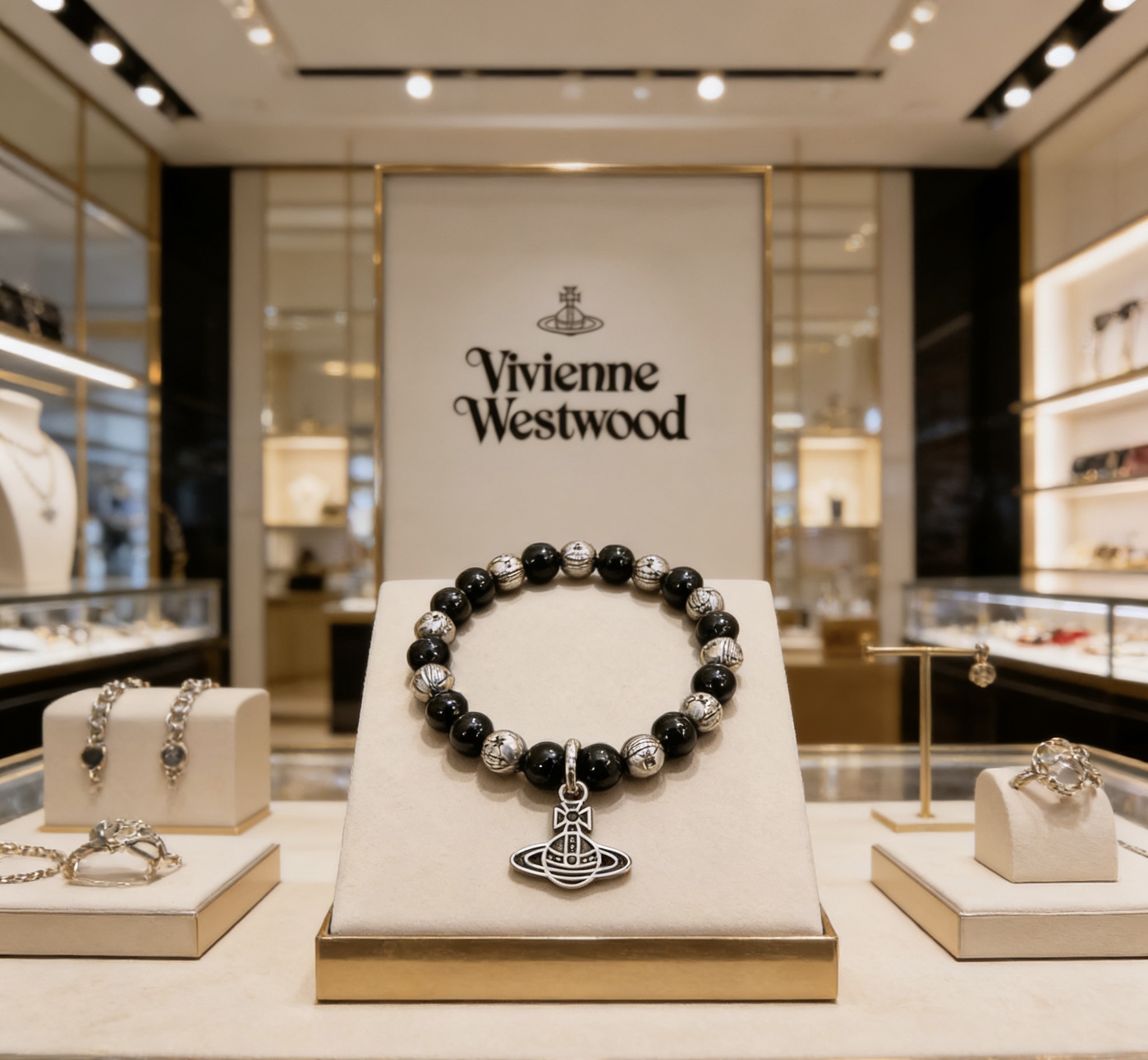 Vivienne Westwood 西太后 精工版本 多元素玛瑙泰银风格手链