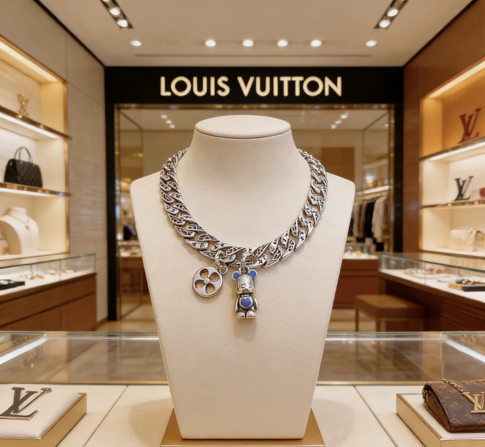 Louis Vuitton 高品质路易威登LV手链 潮流 男女均可佩戴 同款 摇滚朋克泰银风格 元素 潮流百搭 项链最新款链条档次更高明星 款手链古巴链系列 银手链