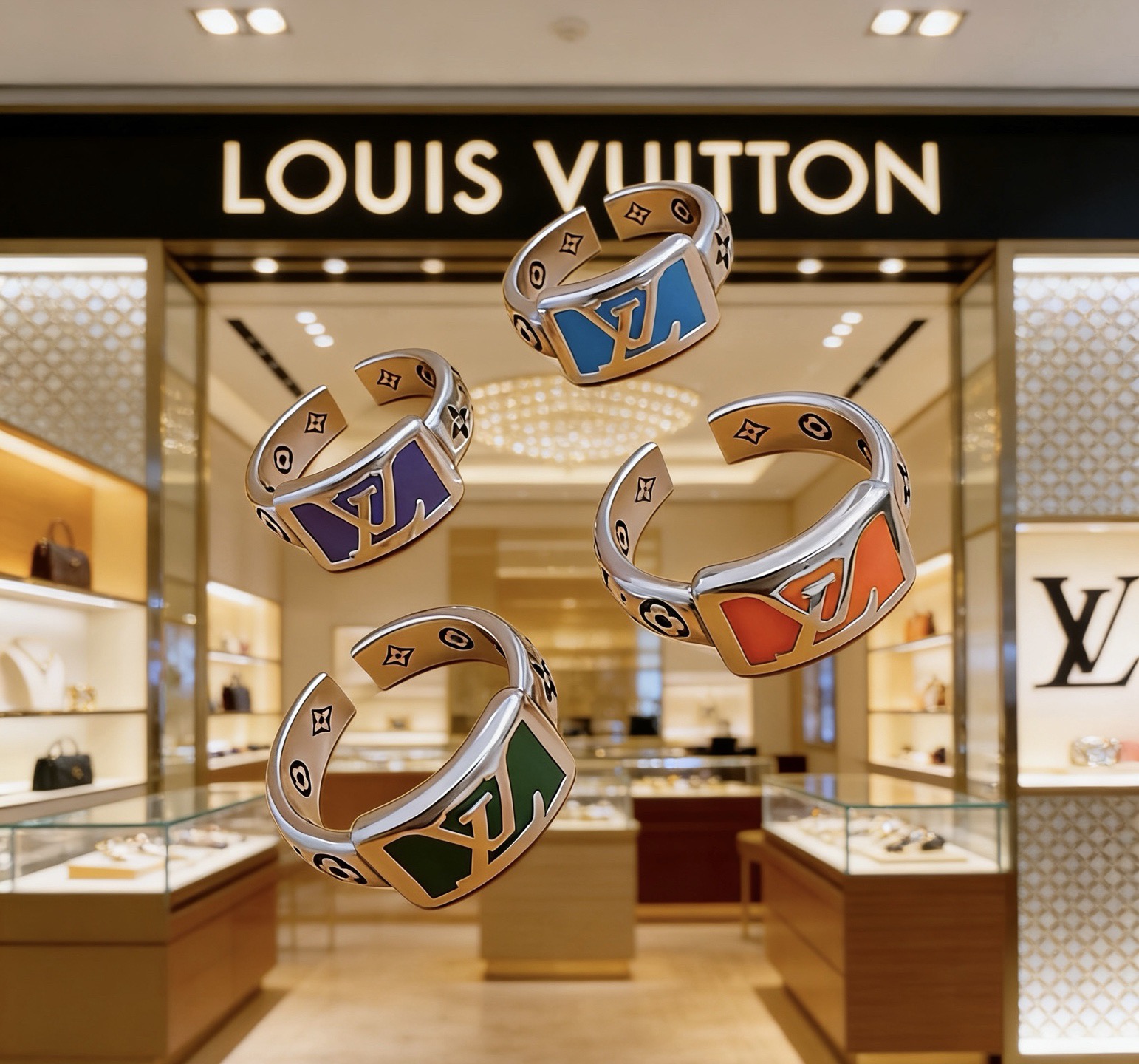 Louis Vuitton 高品质路易威登LV戒指 潮流 男女均可佩戴 同款 摇滚朋克泰银风格 元素 潮流百搭 项链最新款档次更高明星 款系列 银戒指