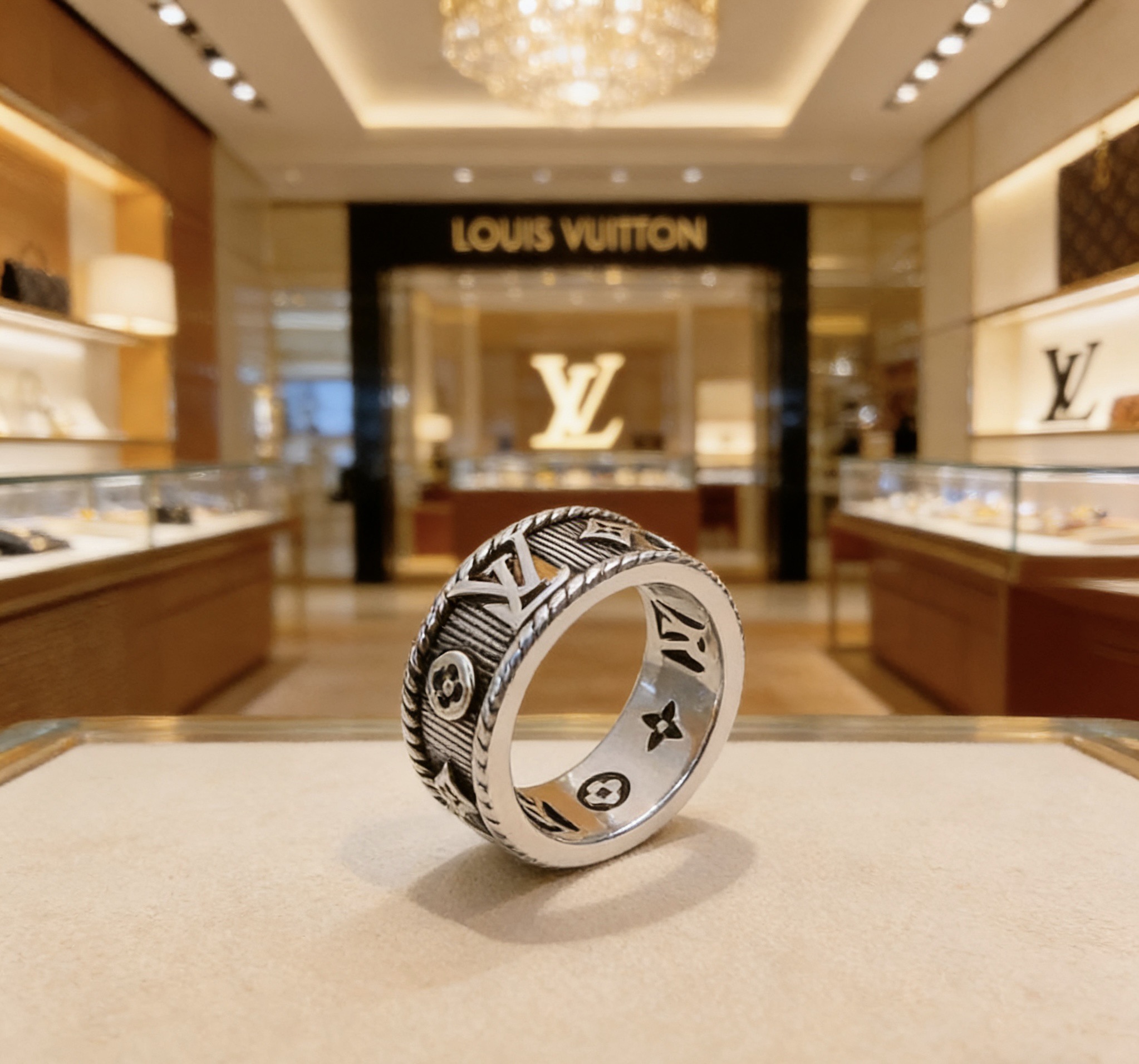 Louis Vuitton 高品质路易威登LV戒指 潮流 男女均可佩戴 同款 摇滚朋克泰银风格 元素 潮流百搭 项链最新款档次更高明星 款系列 银戒指