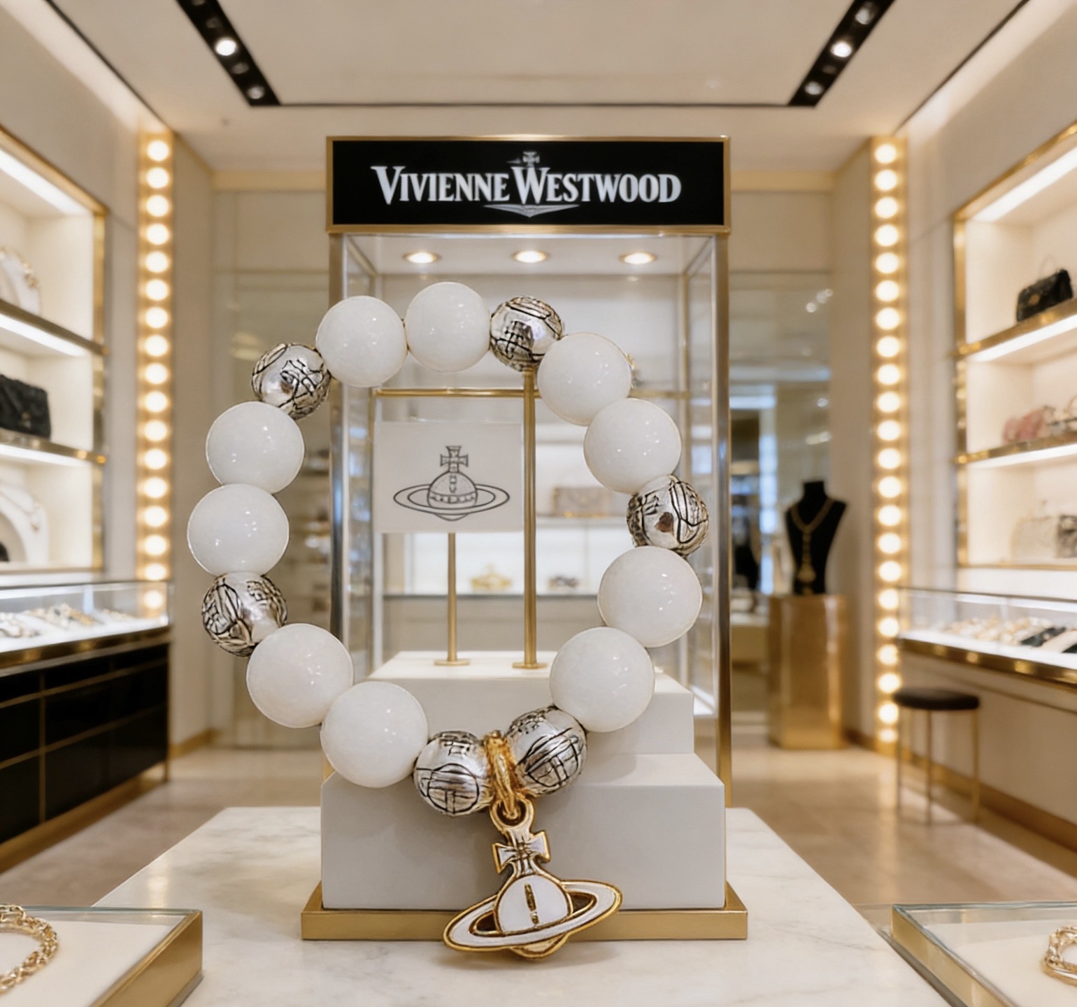 Vivienne Westwood 西太后 精工版本 多元素玛瑙泰银风格手链