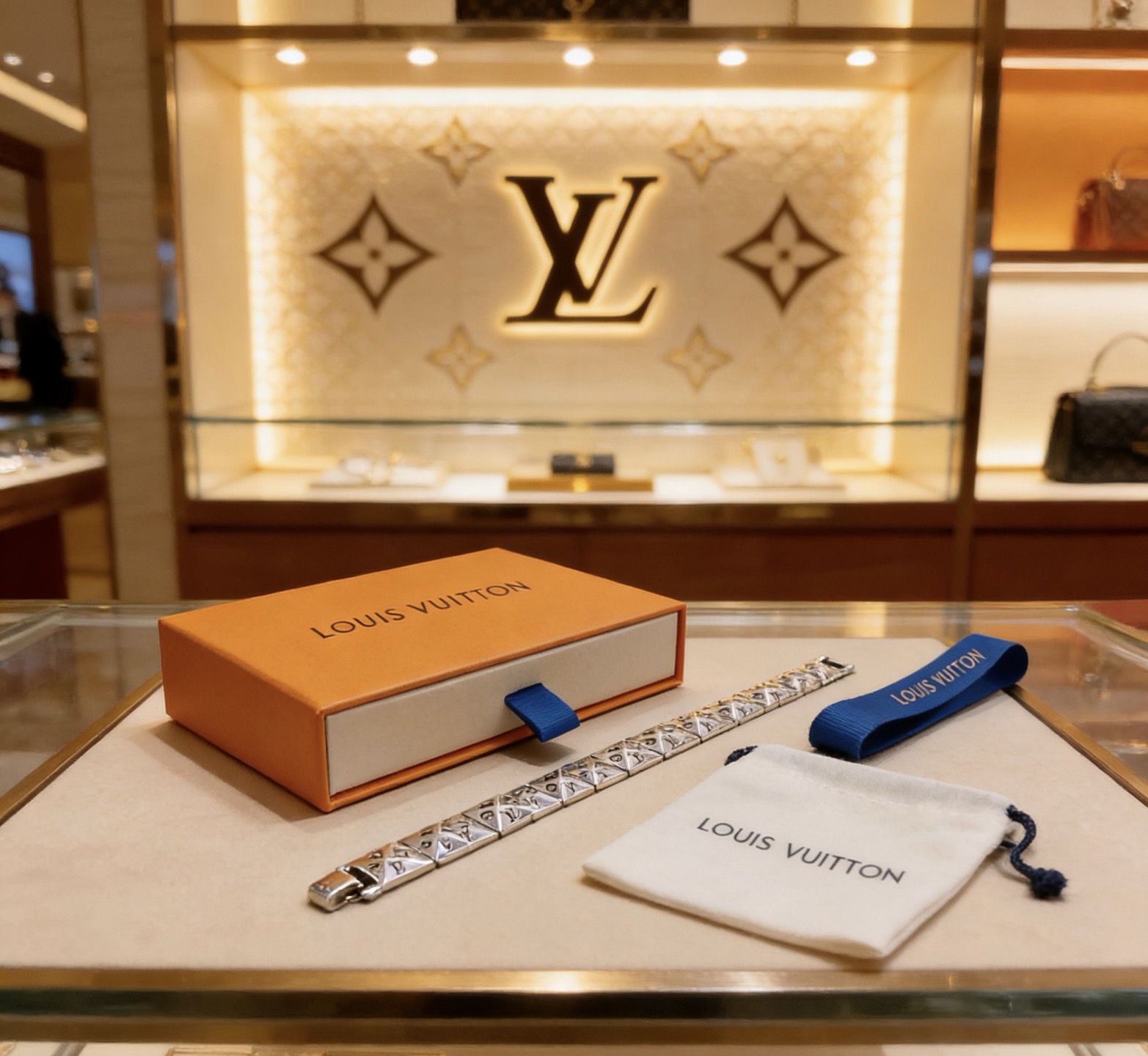 Louis Vuitton 高品质LV路易威登手链 潮流 男女均可佩戴 同款 摇滚朋克泰银风格 元素 潮流百搭 项链最新款链条档次更高明星 款手链古巴链系列 银手链