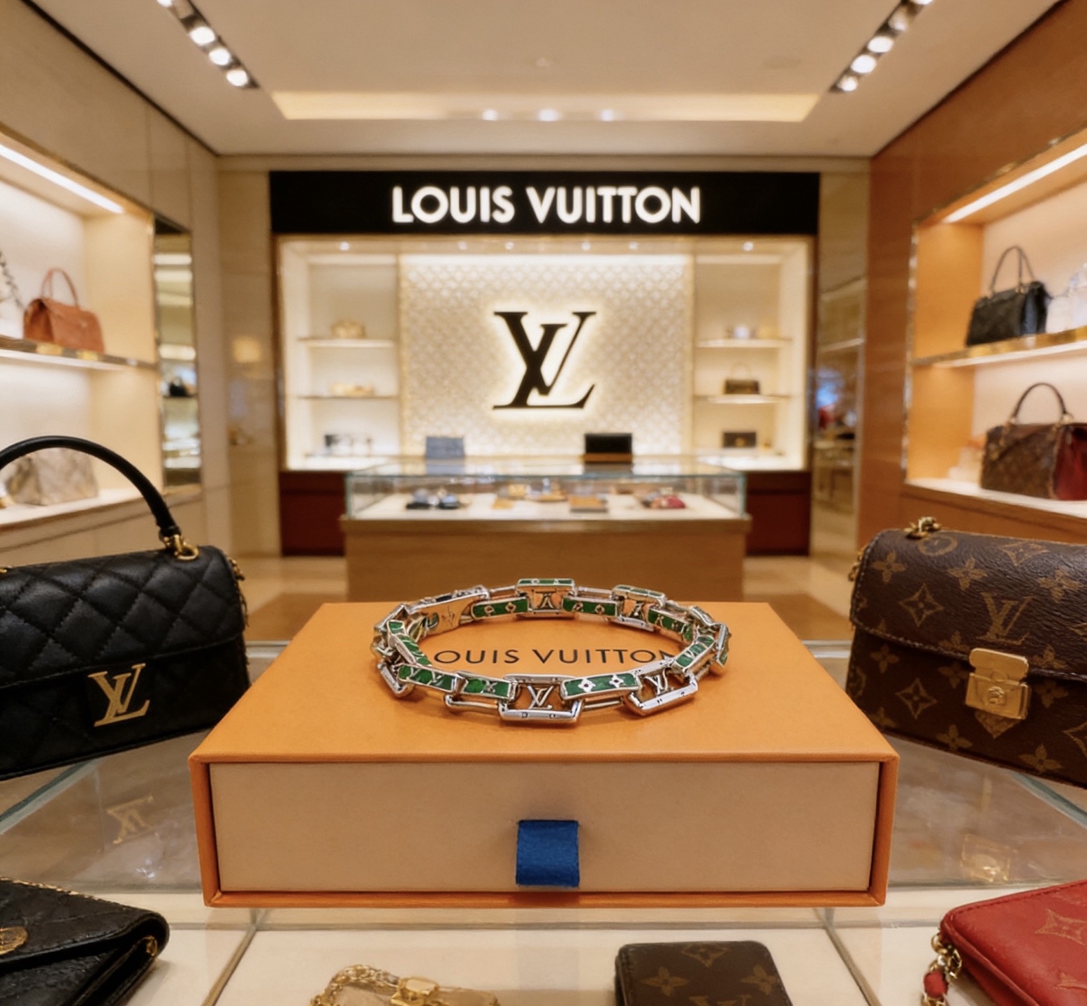 Louis Vuitton 新款法郎高品质路易威登LV手链 潮流 男女均可佩戴 同款 摇滚朋克泰银风格 元素 潮流百搭 项链最新款链条档次更高明星 款手链古巴链系列 银手链
