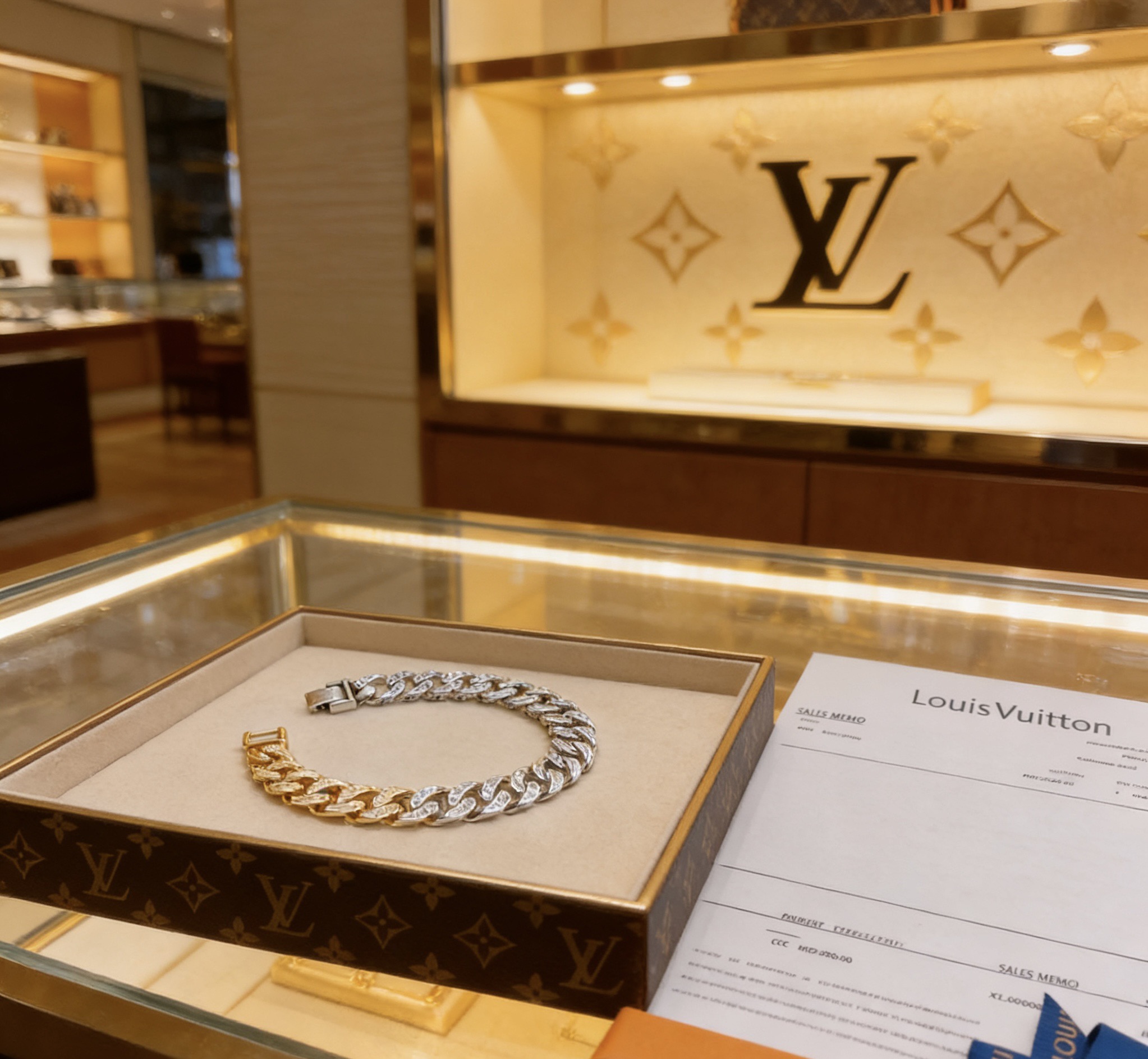 Louis Vuitton 高品质路易威登LV手链 潮流 男女均可佩戴 同款 摇滚朋克泰银风格 元素 潮流百搭 项链最新款链条档次更高明星 款手链古巴链系列 银手链