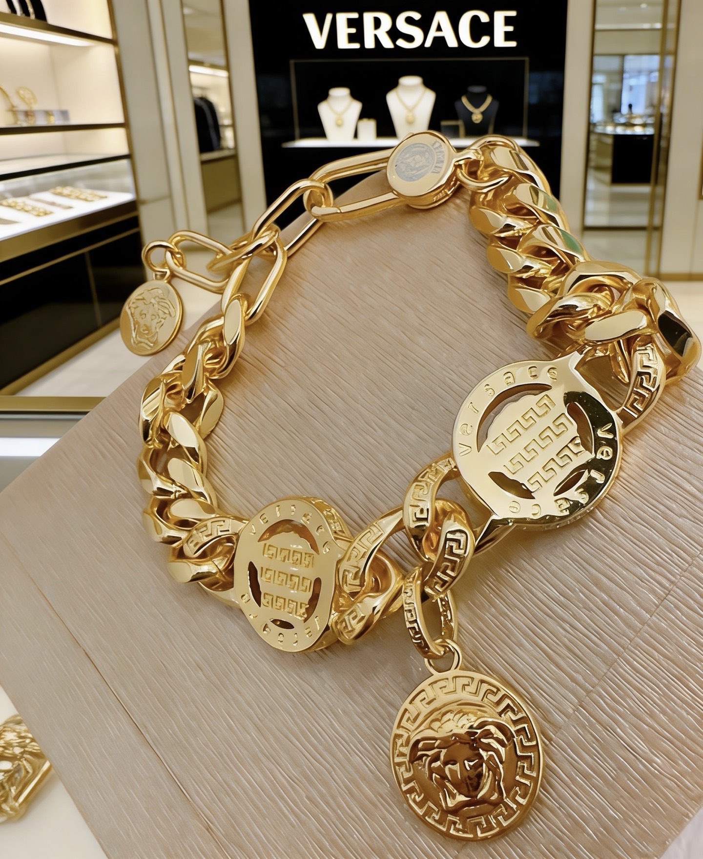 Versace 高品质范思哲手链美杜莎头像 新款开模 潮流 男女均可佩戴 同款 摇滚朋克泰银风格 元素 潮流百搭 手链最新款链条档次更高明星 款项链系列 银手链