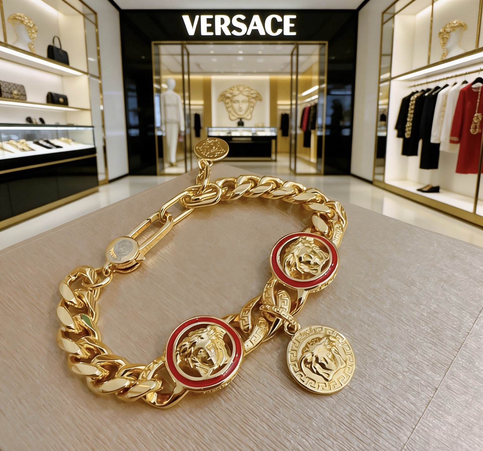 Versace 高品质范思哲手链美杜莎头像 新款开模 潮流 男女均可佩戴 同款 摇滚朋克泰银风格 元素 潮流百搭 手链最新款链条档次更高明星 款项链系列 银手链