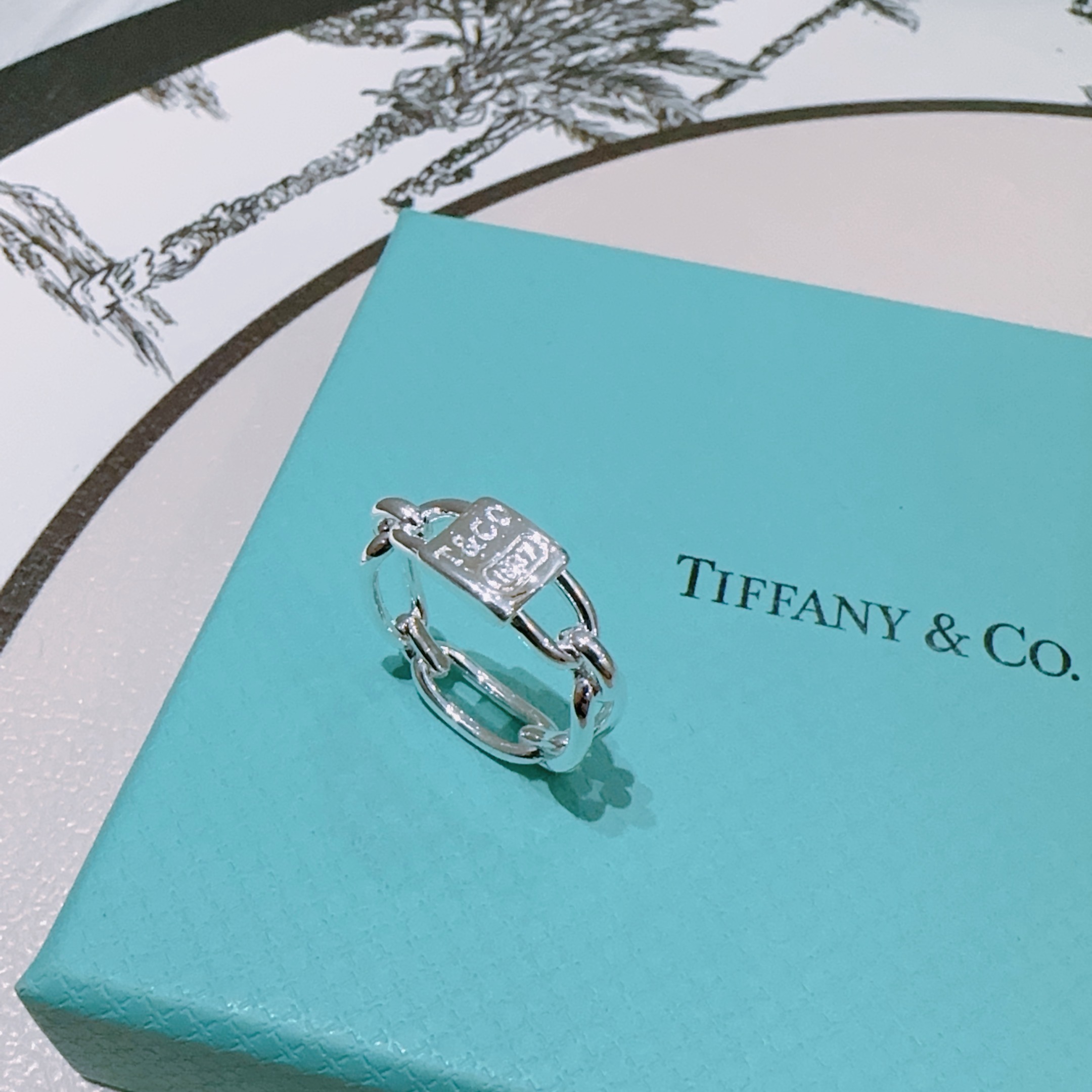 💘Tiffany 蒂芙尼戒指 ✨简约大气百搭 潮流单品 全新升级版 戒指码数（）💓V金镀铂金层   非常