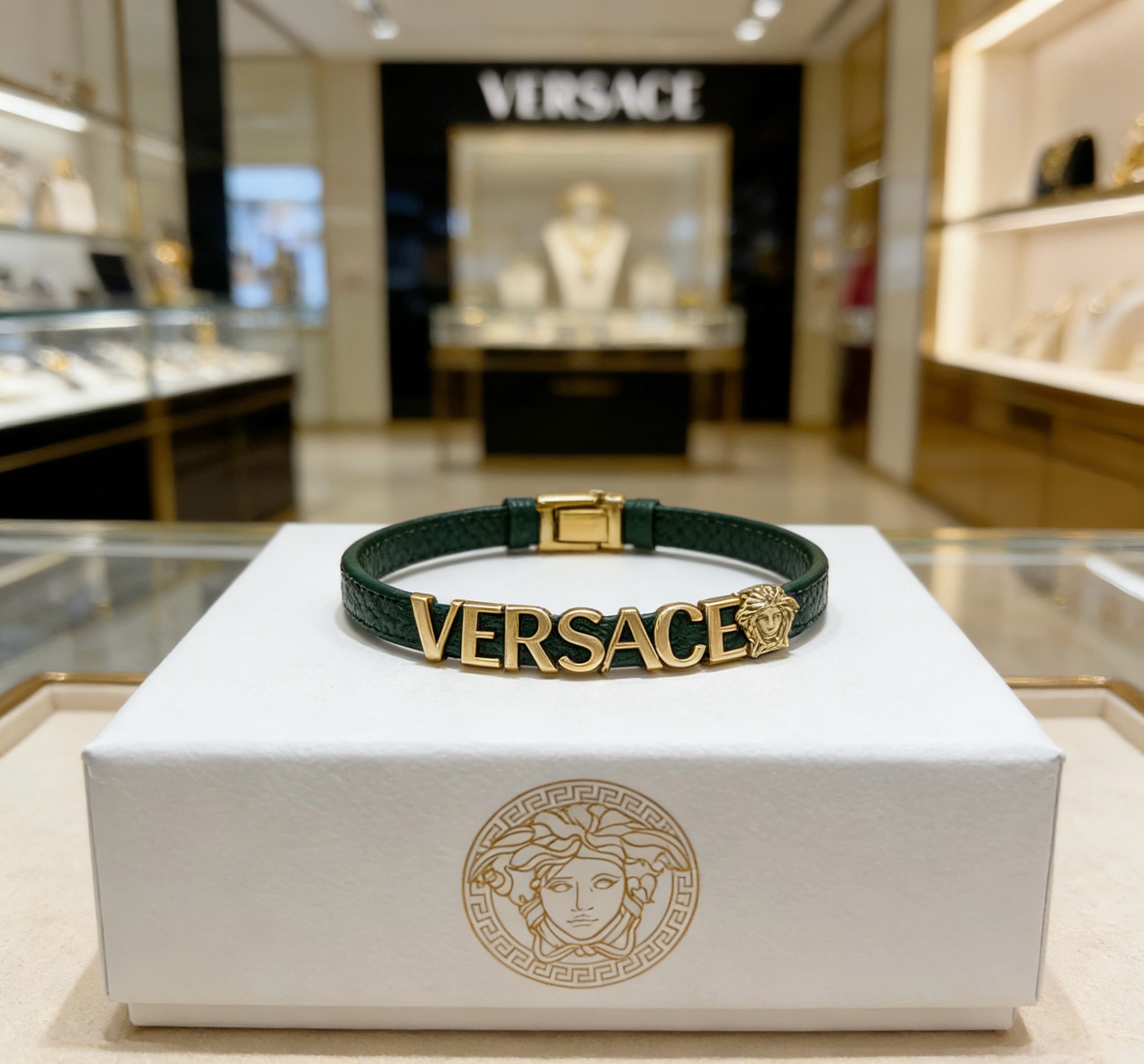 Versace 范思哲 杜美莎标志牛皮手绳手链 帅气酷炫 同时透露着一丝不羁的自由气息 展现别样趣味魅力