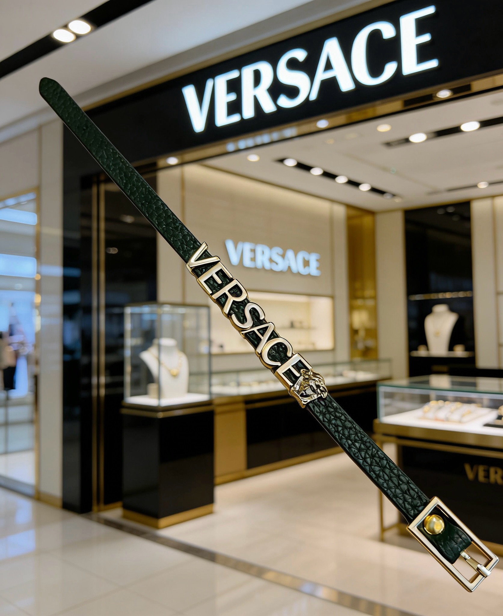 Versace 范思哲 杜美莎标志牛皮手绳手链 帅气酷炫 同时透露着一丝不羁的自由气息 展现别样趣味魅力