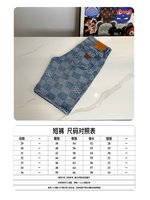 Louis Vuitton Clothing Jeans Shorts Blue White Printing Men Cotton Denim Genuine Leather Spring/Summer Collection Fashion Casual