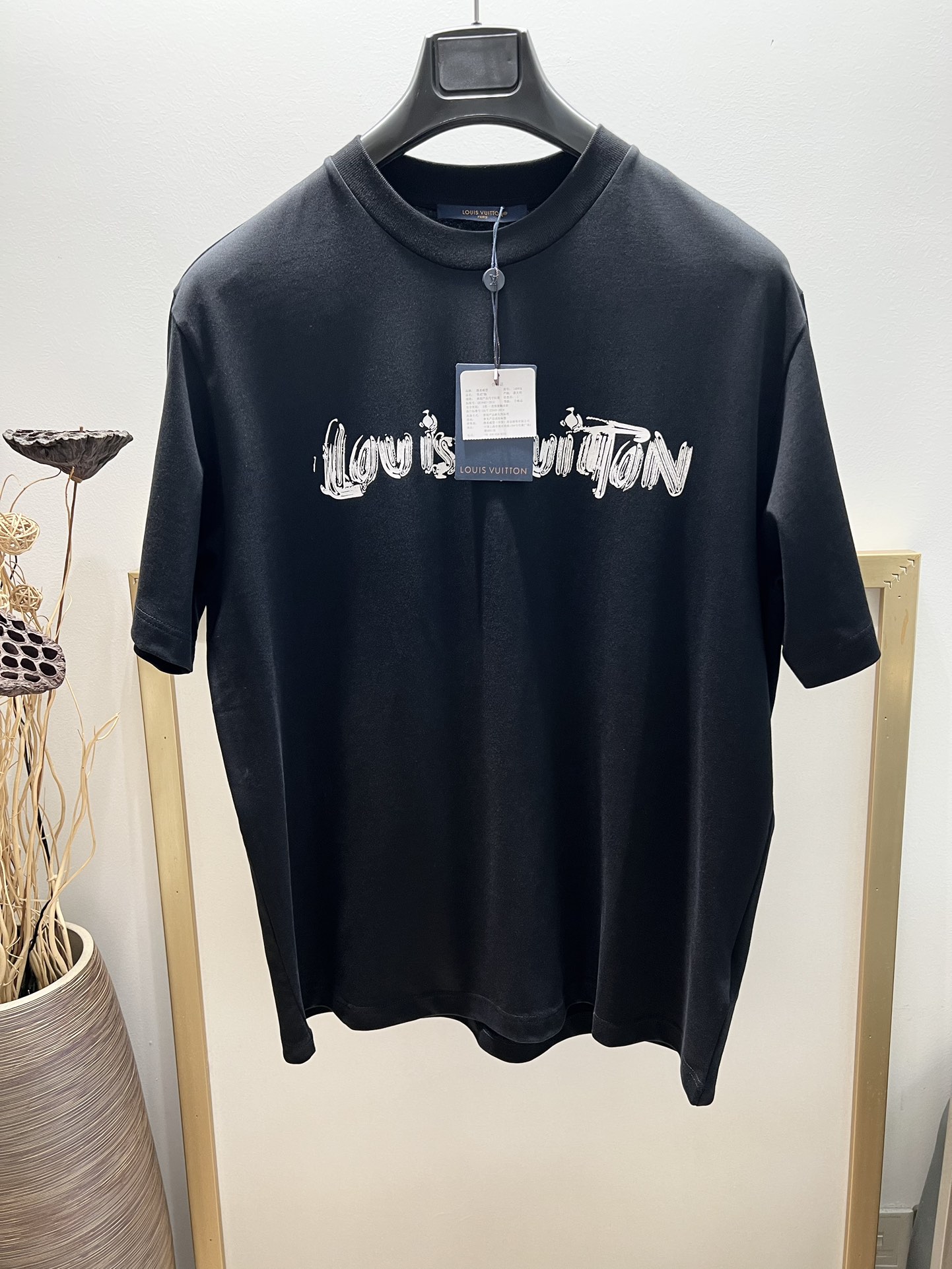 Louis Vuitton Clothing T-Shirt Black Doodle Grey Printing Unisex Cotton Spring Collection Casual