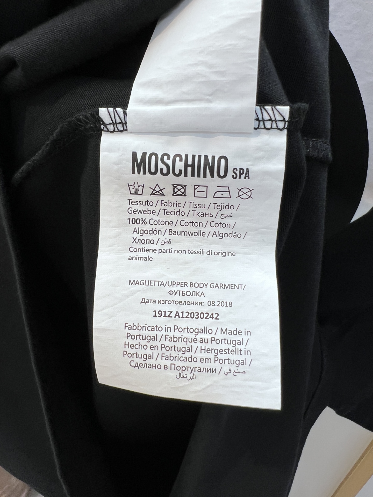 Sizes/m/l/xl黑白两色OS宽松版男女同款Moschino/莫斯奇诺秋冬秀场版笑脸印花半袖T恤/