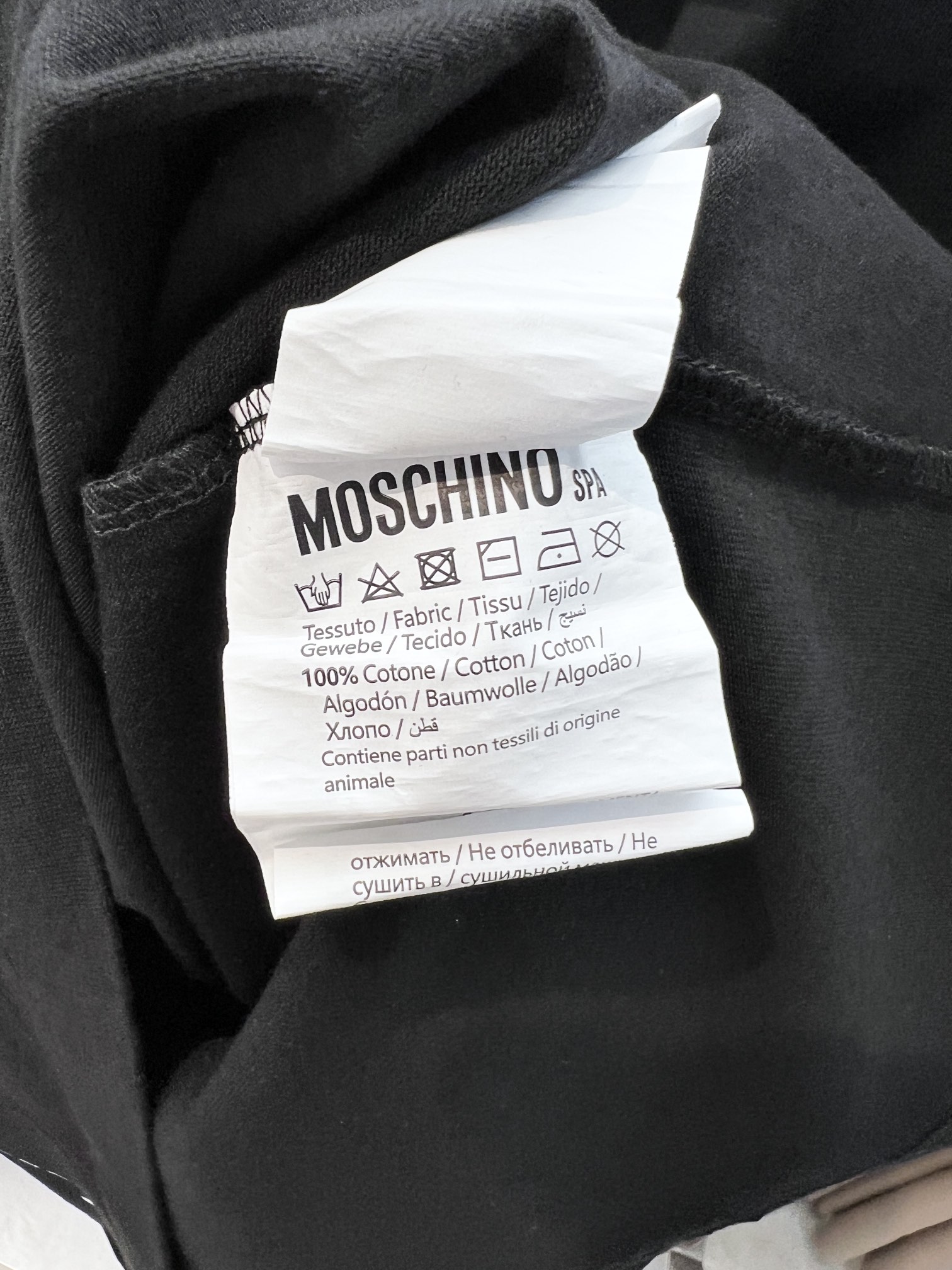 Sizes/m/l/xl黑白两色OS宽松版男女同款Moschino/莫斯奇诺秋冬秀场版印花半袖T恤/重磅