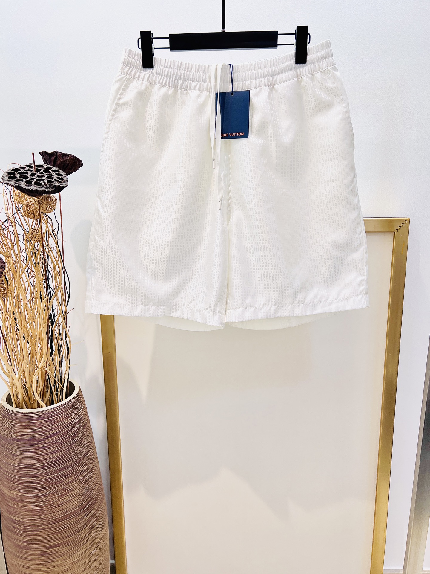 Louis Vuitton Men's White Jacquard Silk Swim Trunks Shorts - Relaxed Fit 1 i1746380665216 8546 0 0