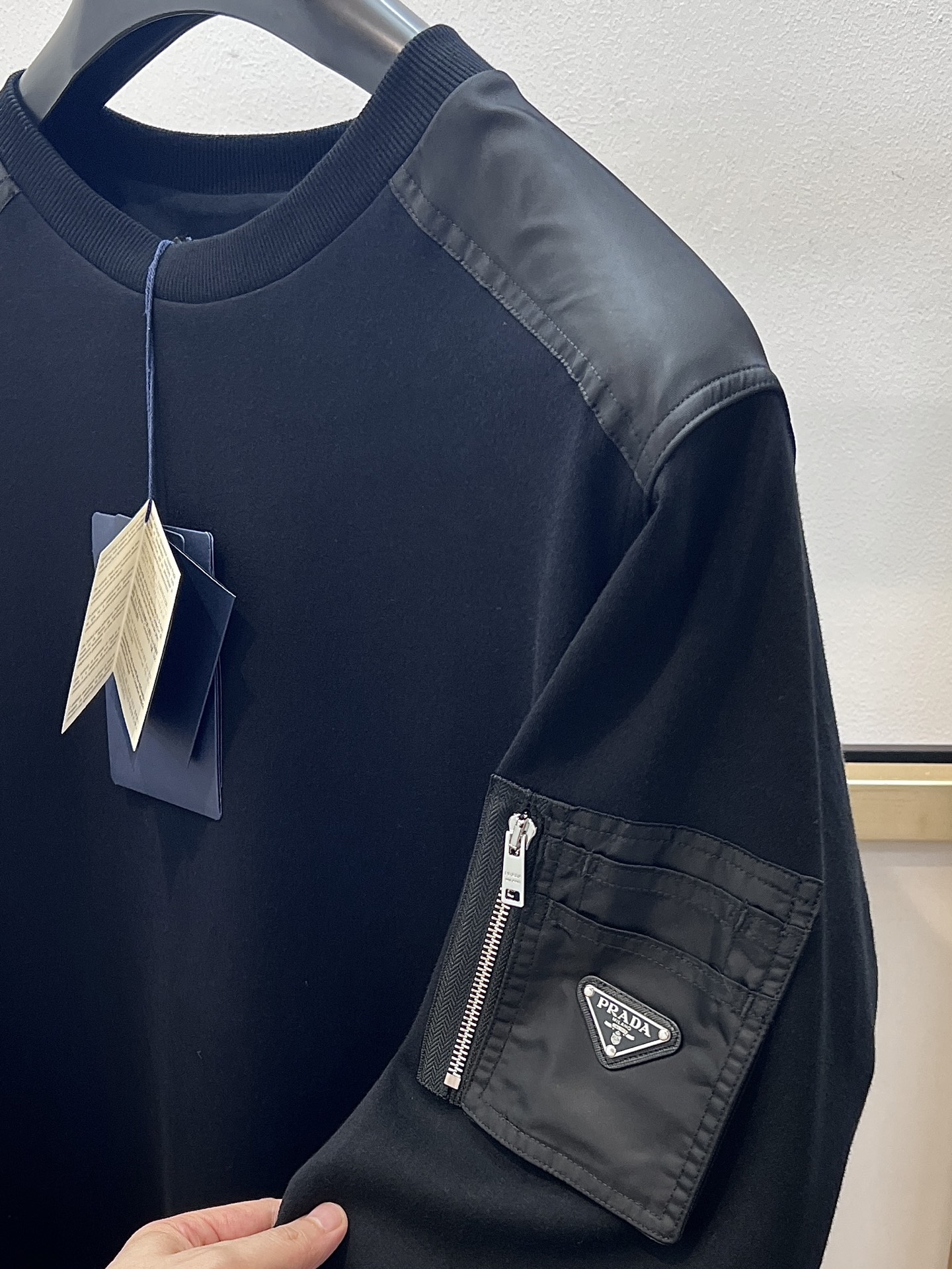 Prada Long Sleeve Sweatshirt - Black, Stylish Streetwear with Pocket Detail 6 i1754943288176 4251 0 4