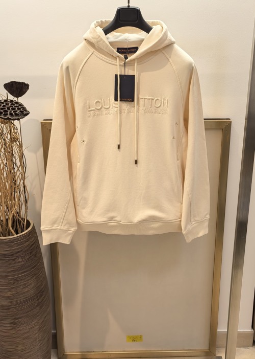 Louis Vuitton Cotton Hoodie with Embroidered Logo, Unisex Style 1 Louis Vuitton Cotton Hoodie with Embroidered Logo, Unisex Style