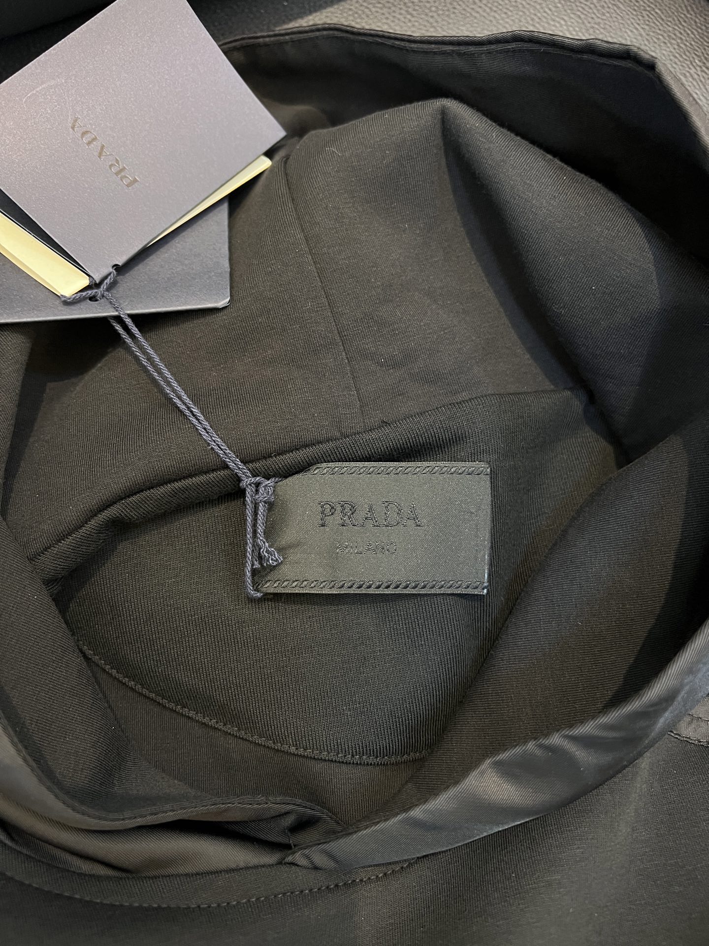 Prada Black Cotton Blend Hoodie With Leather Details - Casual & Stylish 6 i1757135288046 3365 0 4