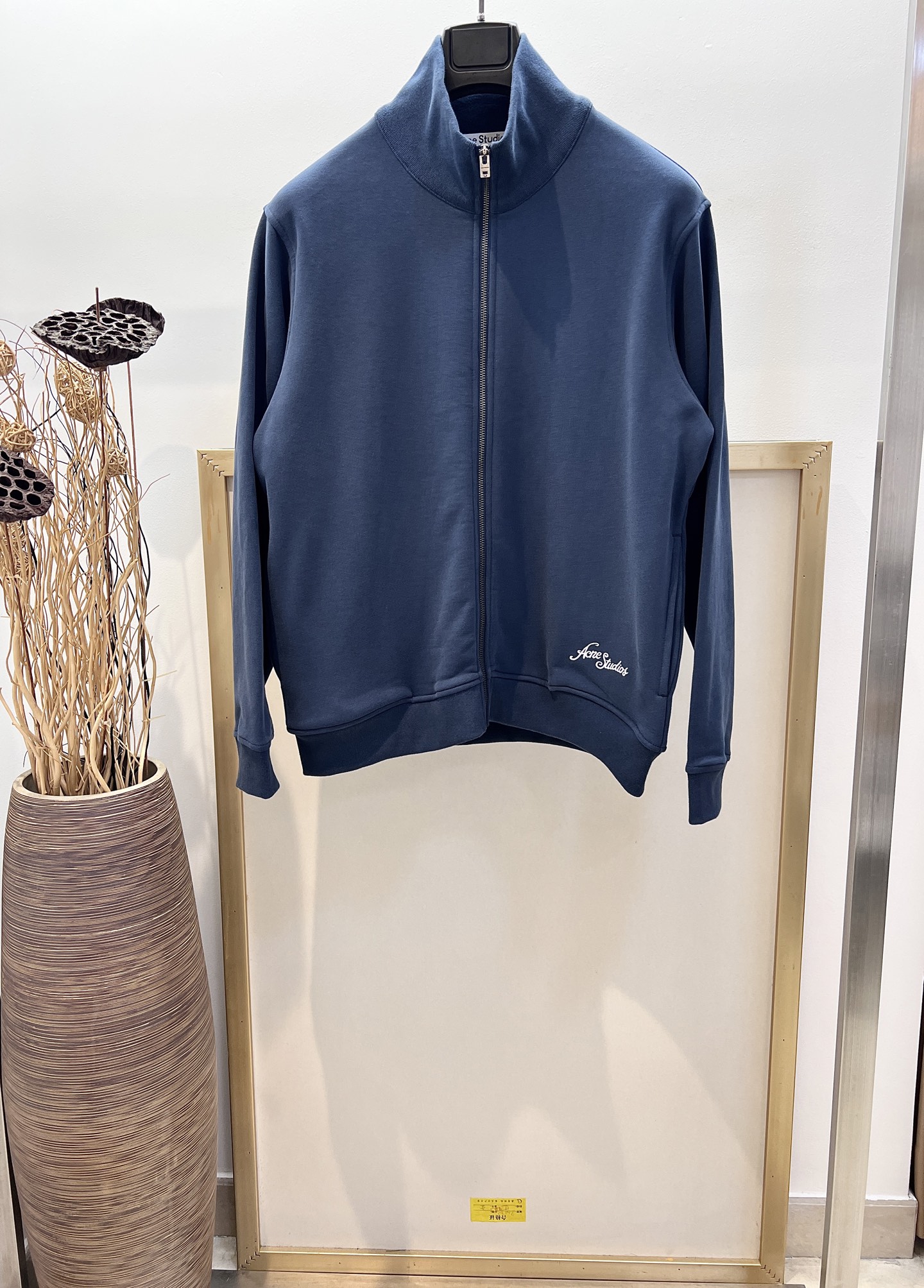 Acne Studios Blue Cotton Full-Zip Jacket | Stand Collar | Long Sleeve