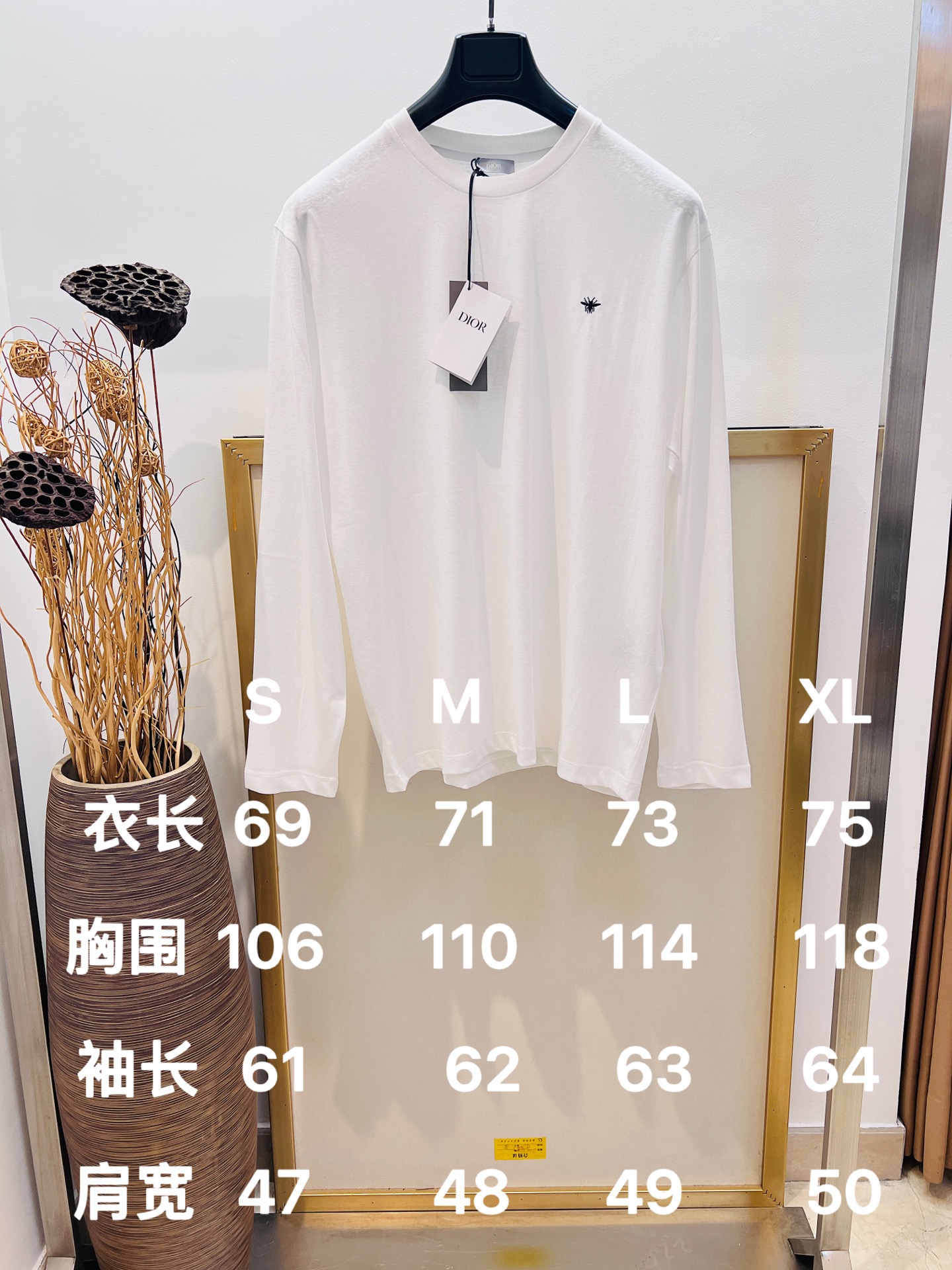 Dior Logo Embroidered Long Sleeve Crew Neck T-Shirt for Women