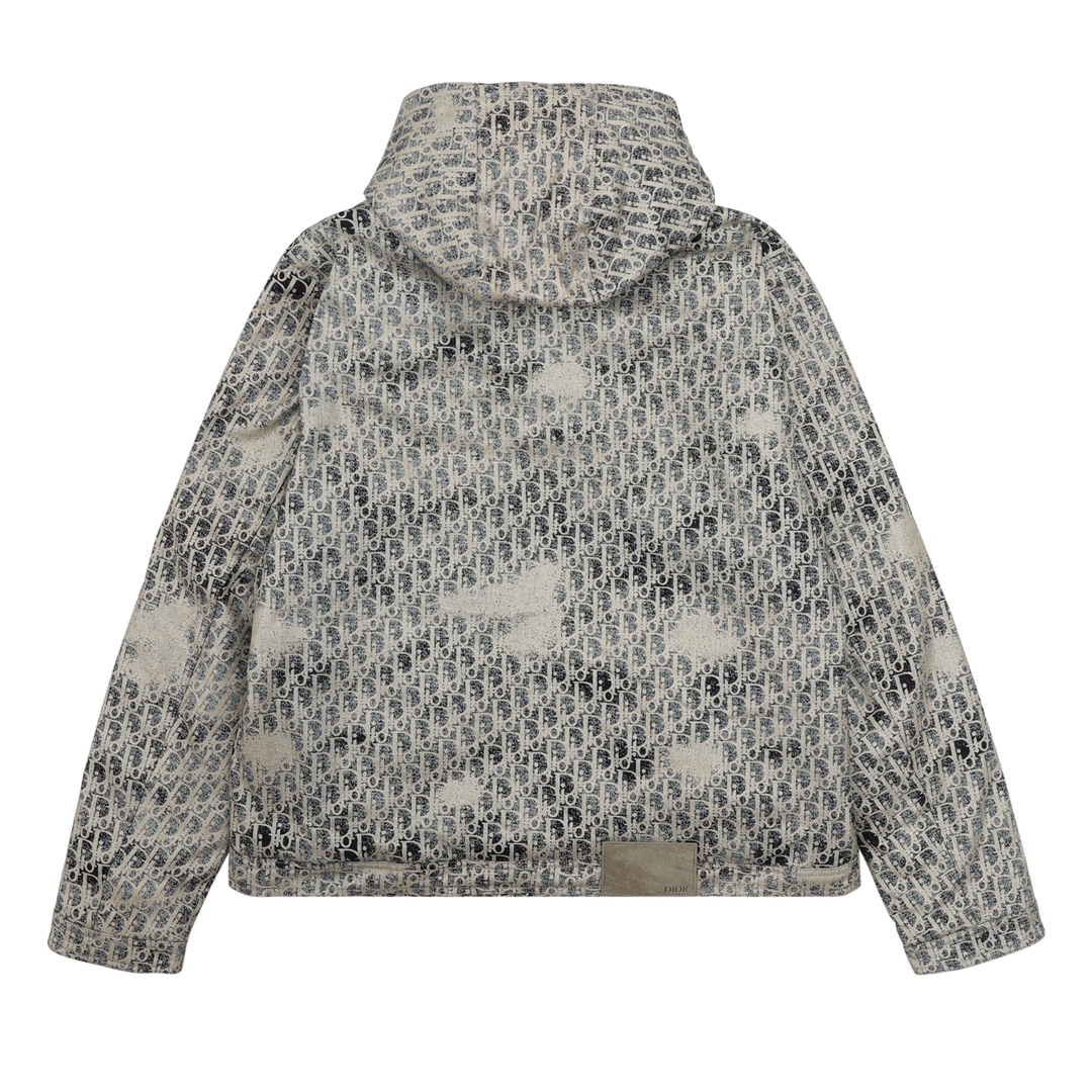 DIOR/迪奥 满印水洗做旧提花LOGO连帽羽绒棉服 2