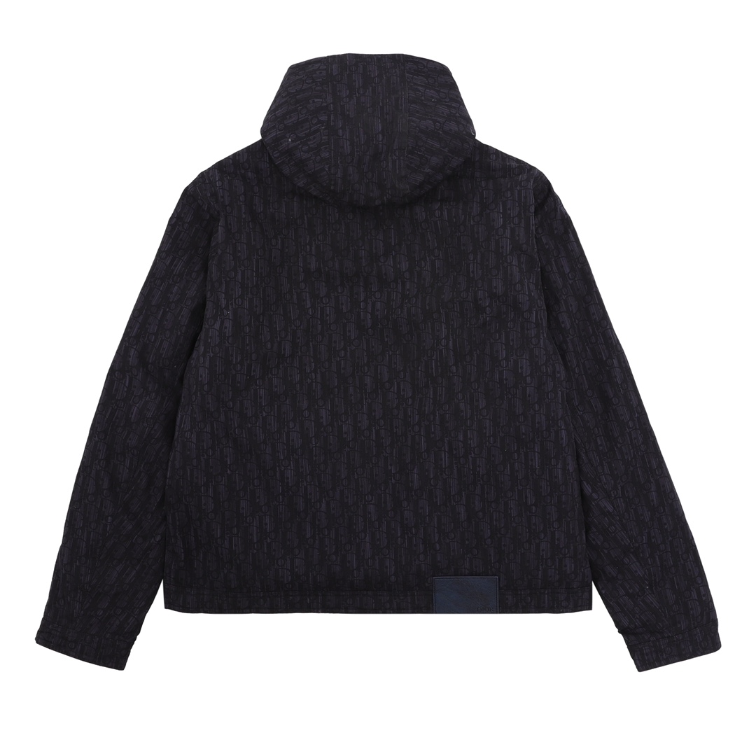 DIOR/迪奥 满印水洗做旧提花LOGO连帽羽绒棉服 2