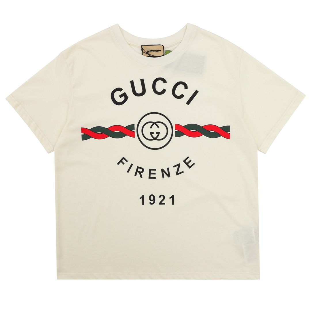 GUCCI/古奇 麻花腰带LOGO短袖T恤
