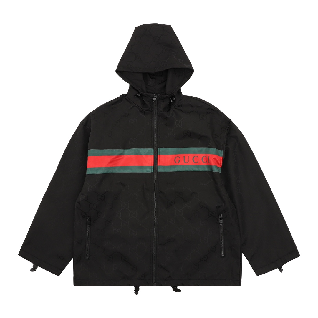 💰260 GUCCI/古驰 红绿织带风衣连帽外套 size:XS-L