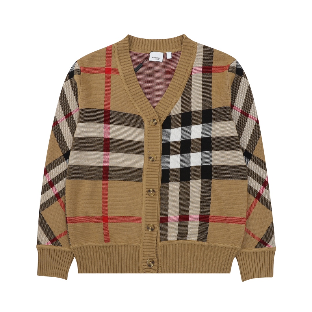 💰160 Burberry/巴宝莉 条纹格子提花针织毛衣开衫 Size: S-L