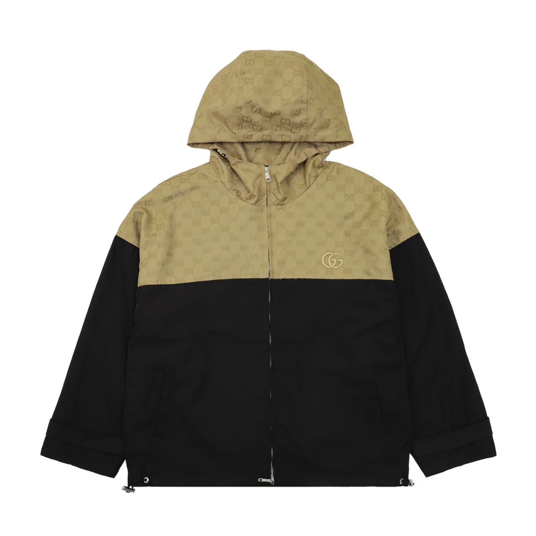 💰220 GUCCI/古驰 拼接满印老花连帽风衣外套 size:XS-L