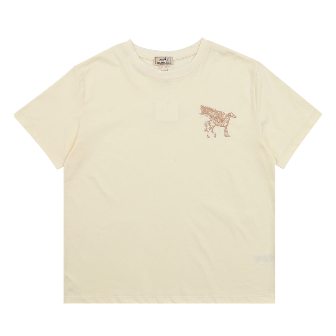 💰90 HERMES/爱马仕 飞马刺绣圆领短袖 size：S-L