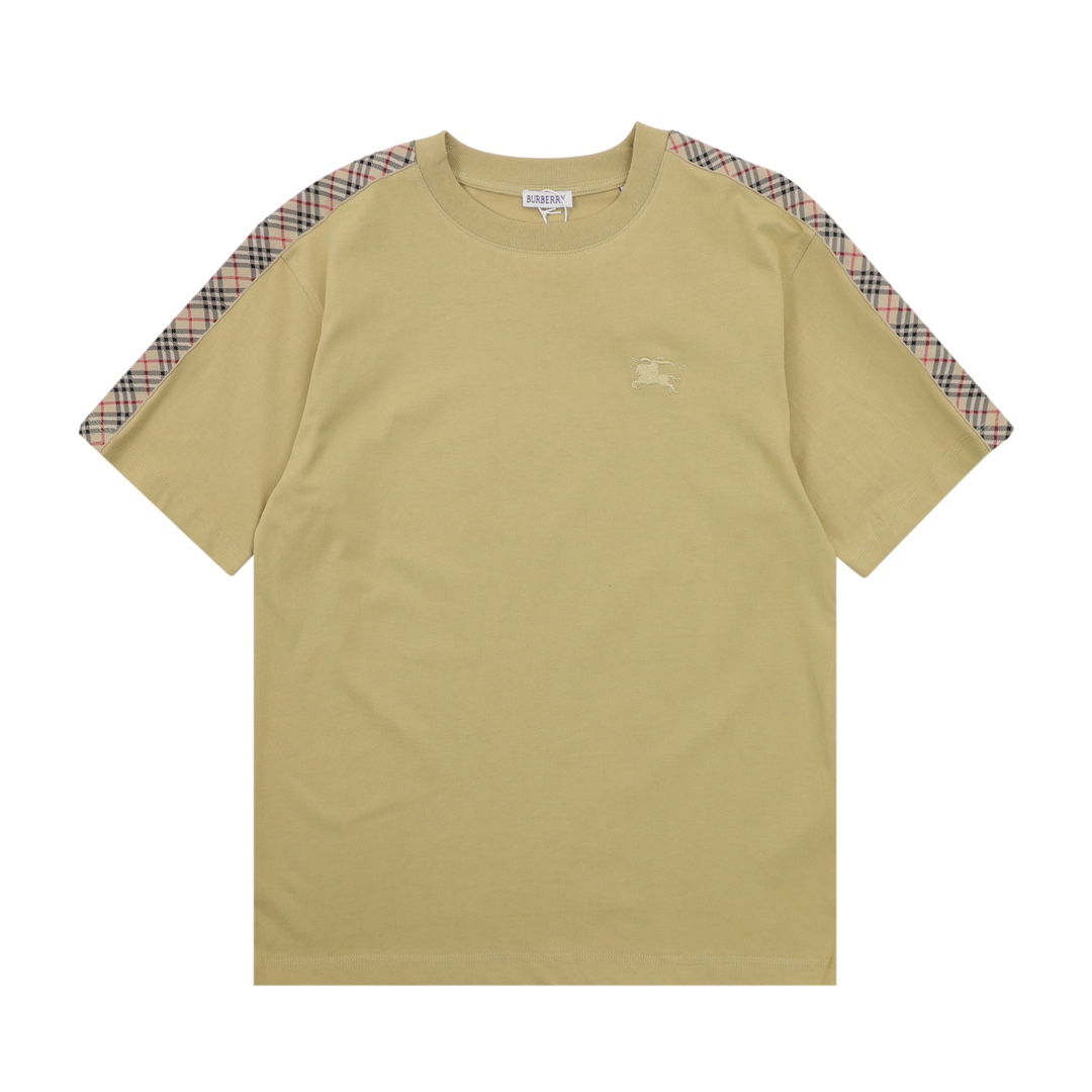 Burberr* BBR manga corta con cincha a cuadros, tallas XS-L