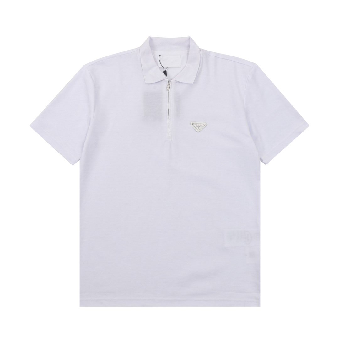 Prada/普拉达 胸口口袋半拉链短袖POLO衫短袖.