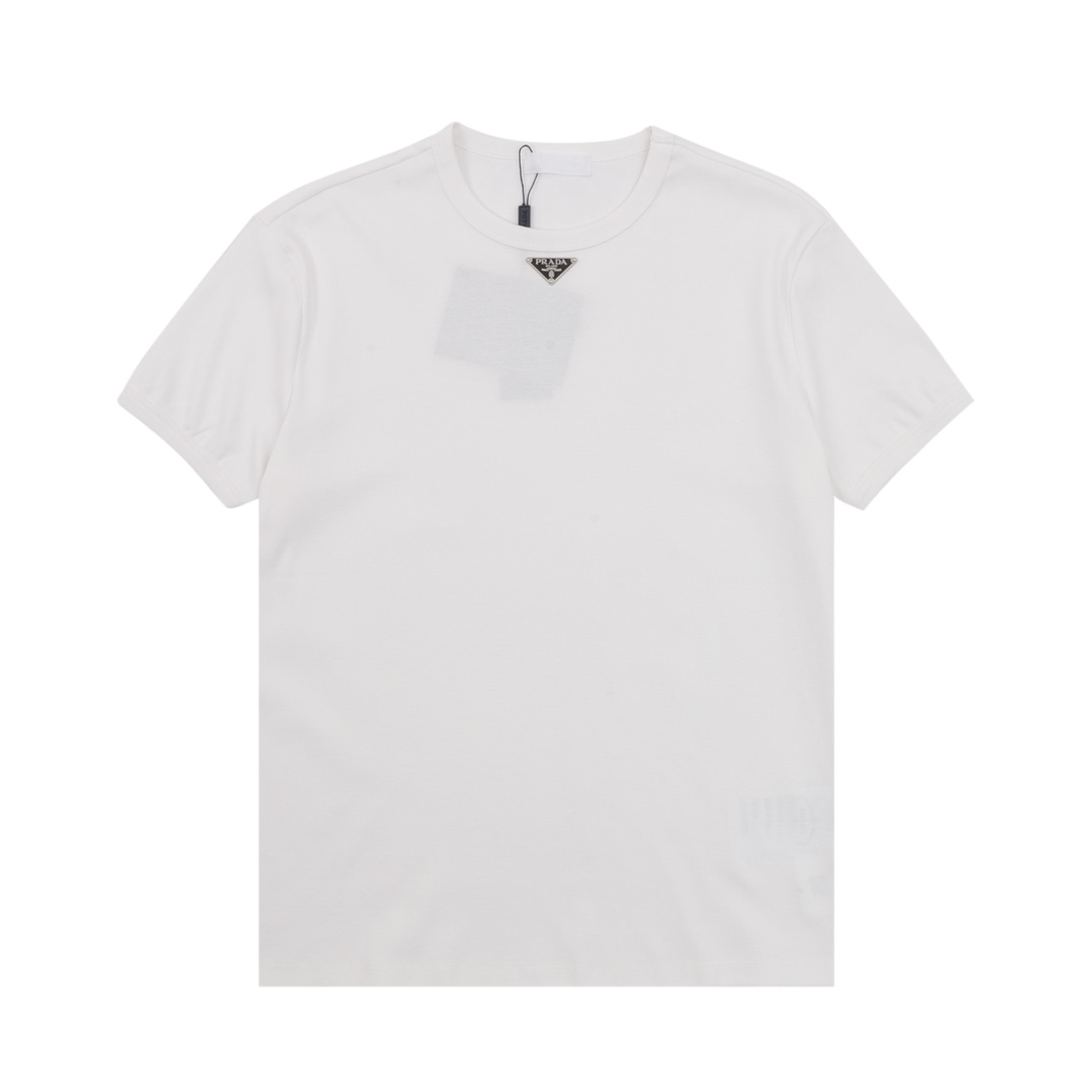 Prad* Manga corta con logo triangular metálico en el cuello Talla XS-L