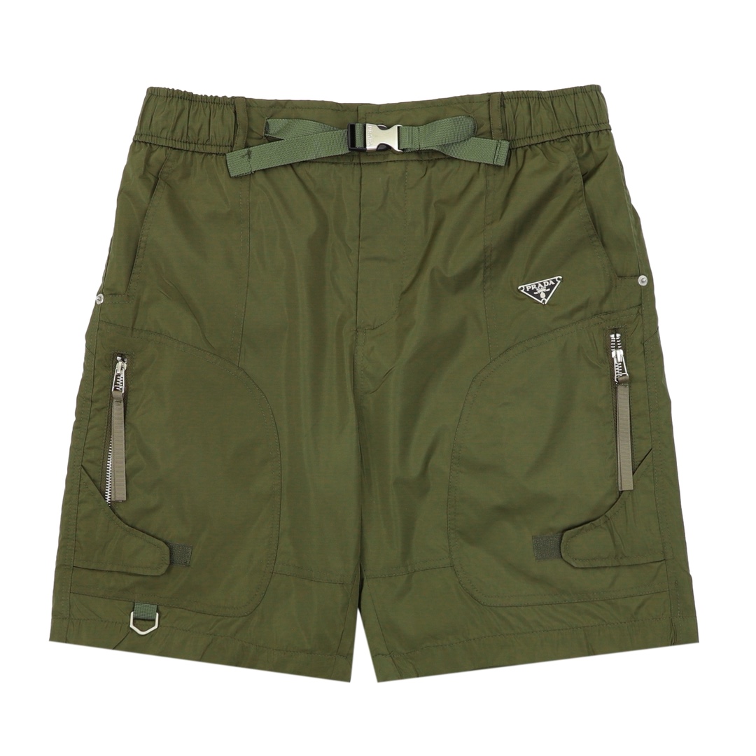 💰120 PRADA/普拉达 三角标拉链口袋短裤 Size：XS-L